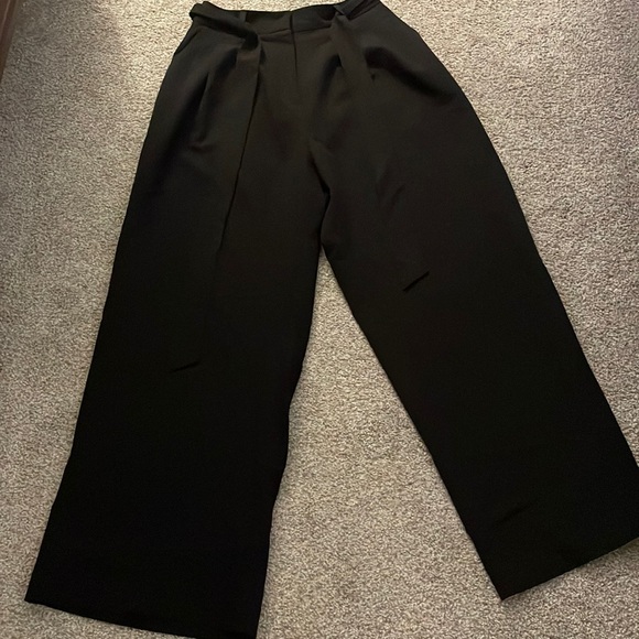 ASOS Black Tie Waist Tapered Cropped Pants - Picture 2 of 4